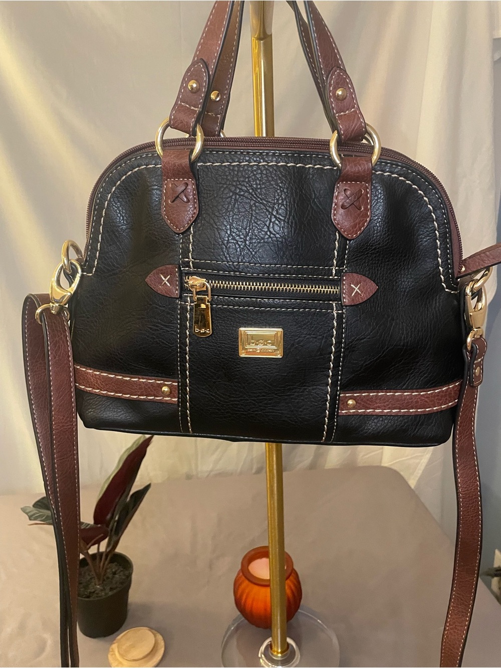 b.o.c. Women's Brown Interior Leather-Trim Messenger Bag